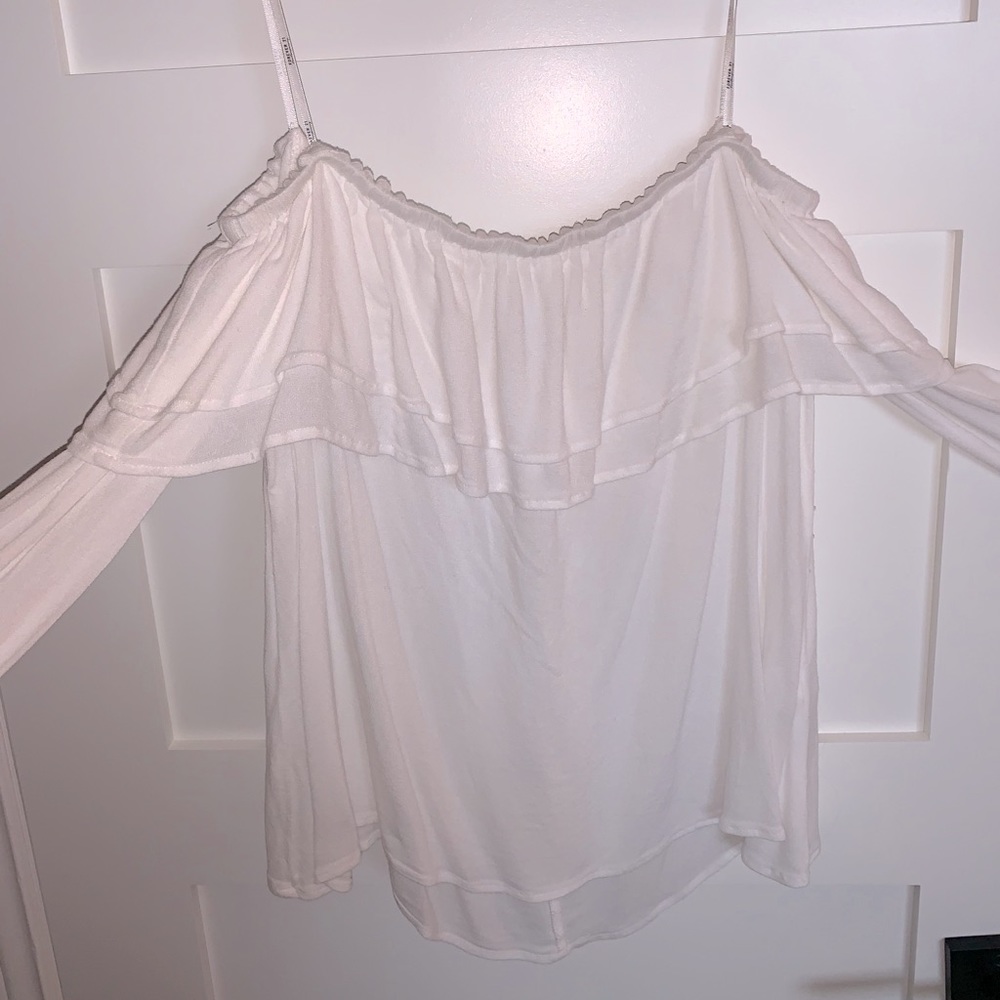 White long sleeve off the shoulder top